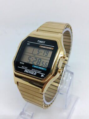 Timex Indiglo Vintage Mens Silver Gold Presidential Watch New Battery Timex President Watch Men 36mm Cream Dial Two Tone Daydate  main image 3